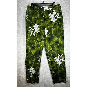 Judith Hart Floral Cotton Flat Front Pants - Size 14 Calla Lilly Tropical